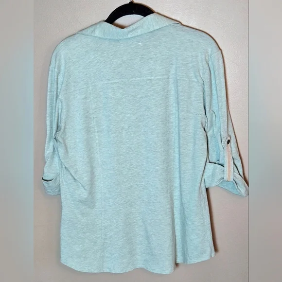 Lafayette 148 Cotton Quiet Luxury Minimalist Roll Sleeve Button Down Top, Medium - Picture 3 of 5